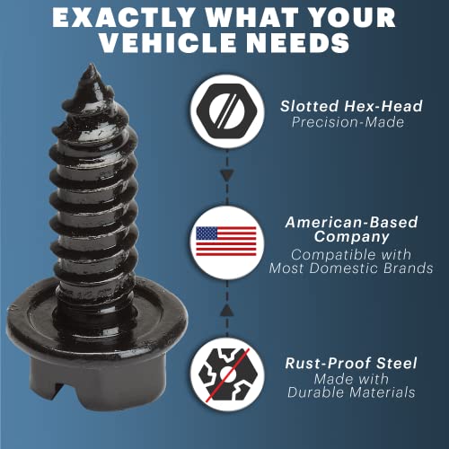 Rustproof Stainless Steel License Plate Screws 4-Pack Black N7704