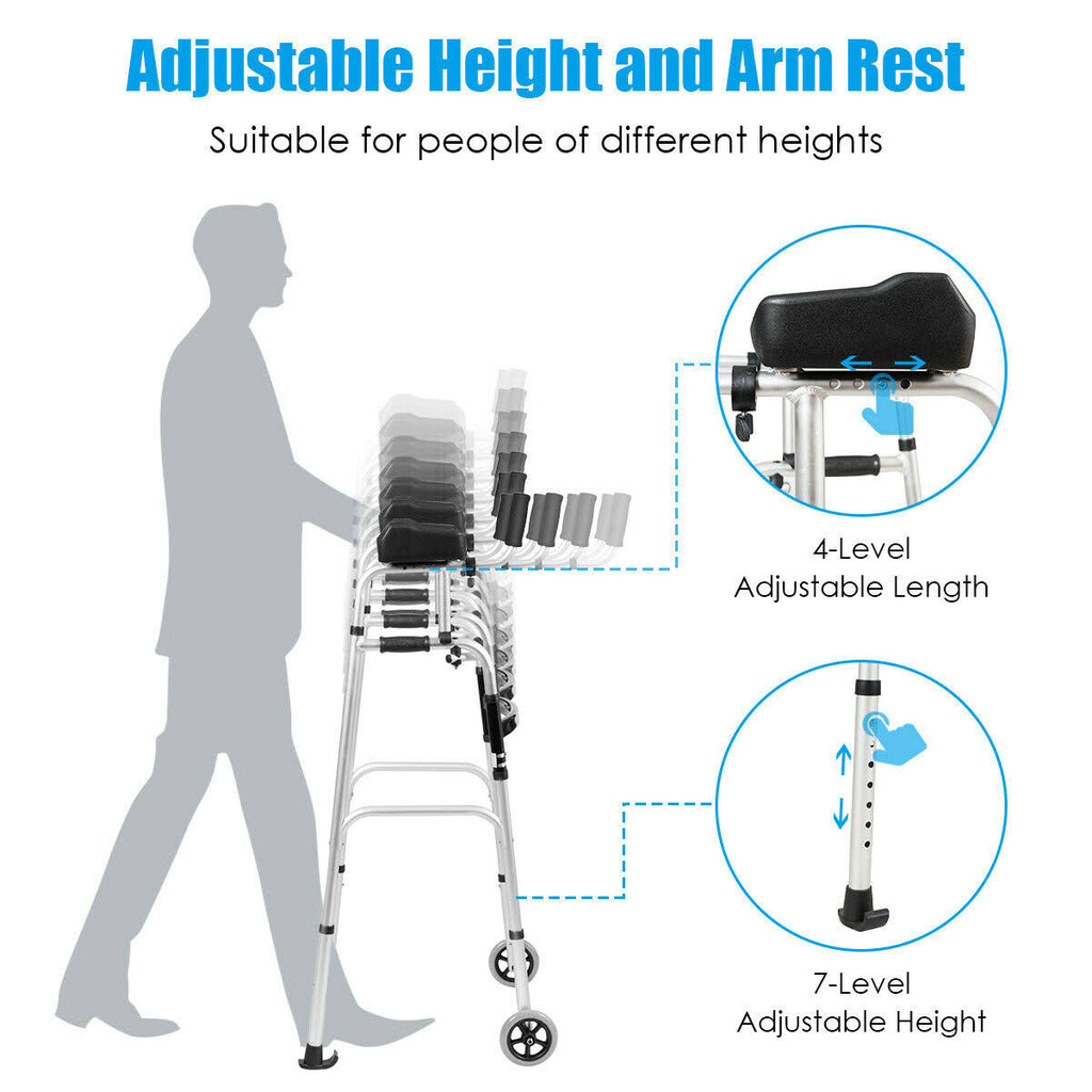 Folding Height Adjustable Walking Frame with Armrest J894150