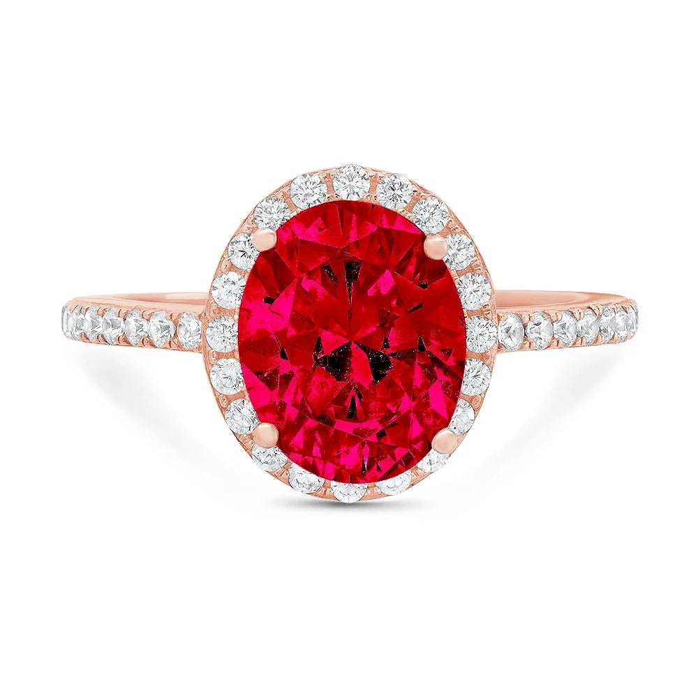 Oval Cut Red Simulated Ruby 14k Rose Gold Ring Size 10.5 M6488