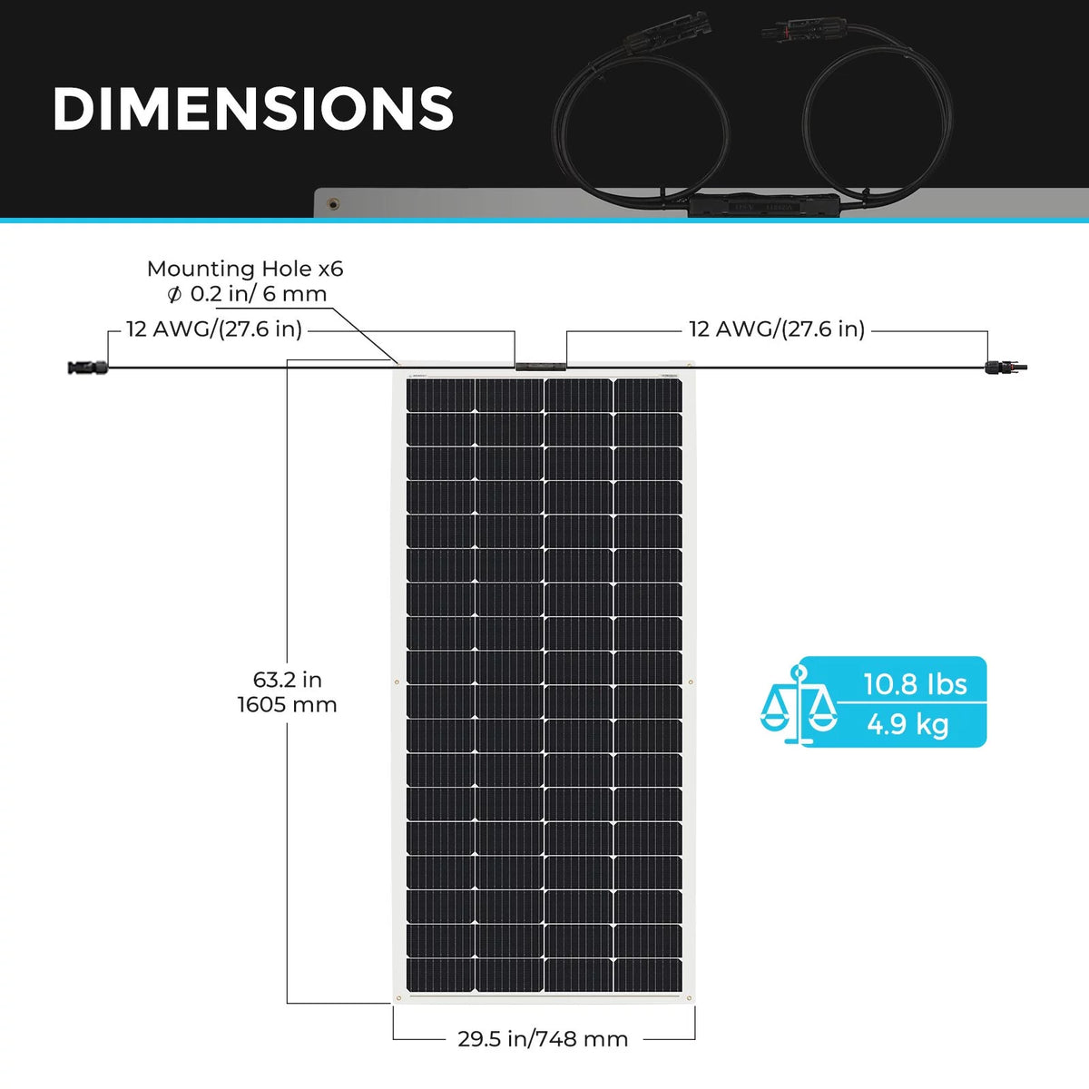 200 Watt 12 Volt Flexible Monocrystalline Solar Panel S44623