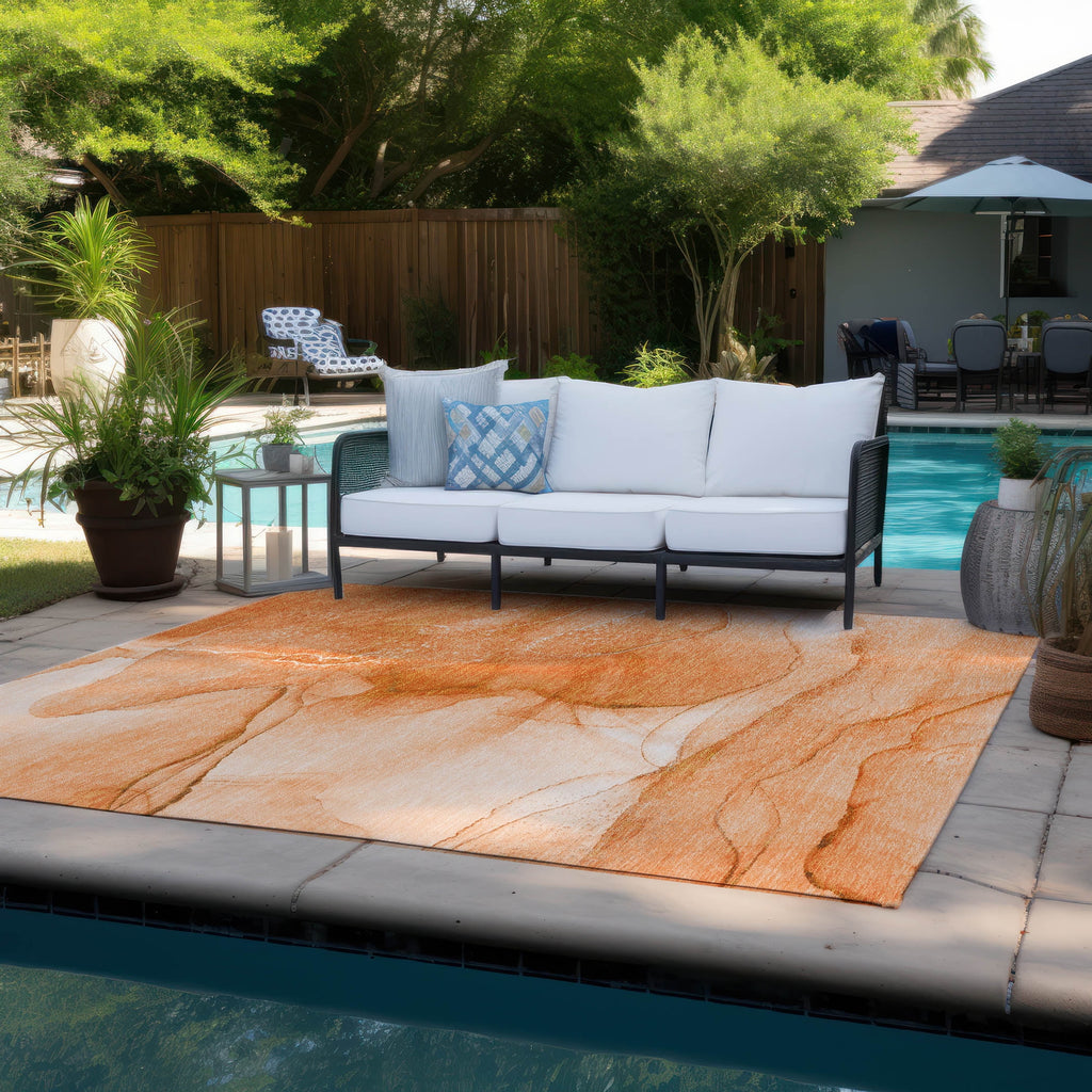 Orange 9' x 12' Indoor Outdoor Area Rug K813