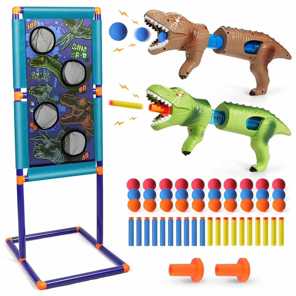 Dinosaur Shooting Game Toy with 2pk Foam Ball Popper Air Guns & 30 Foam Balls Z69187