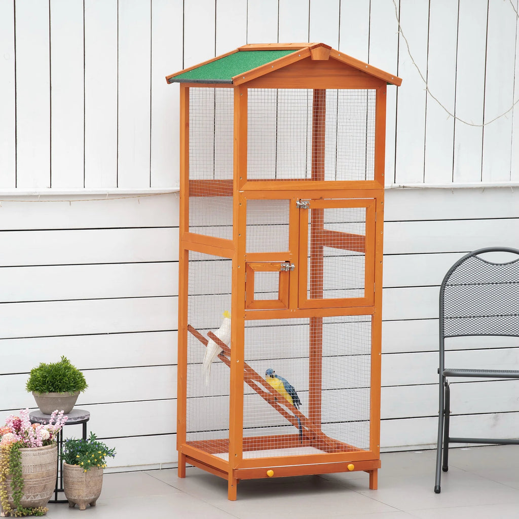 65" Large Wooden Outdoor Bird Cage with 2 Doors H879331