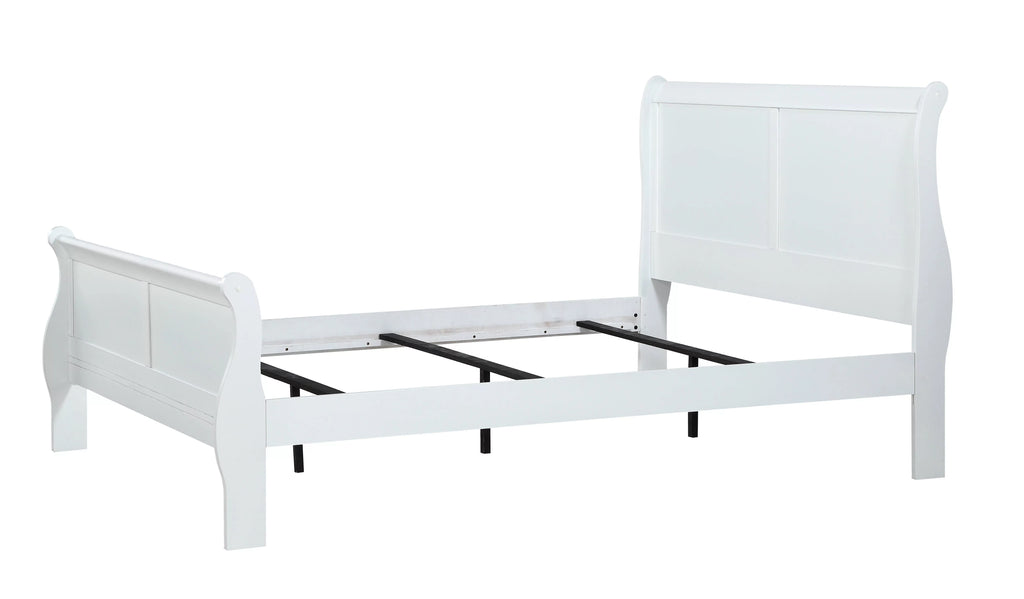 White Full Size Panel Sleigh Bed Solid Wood S470721