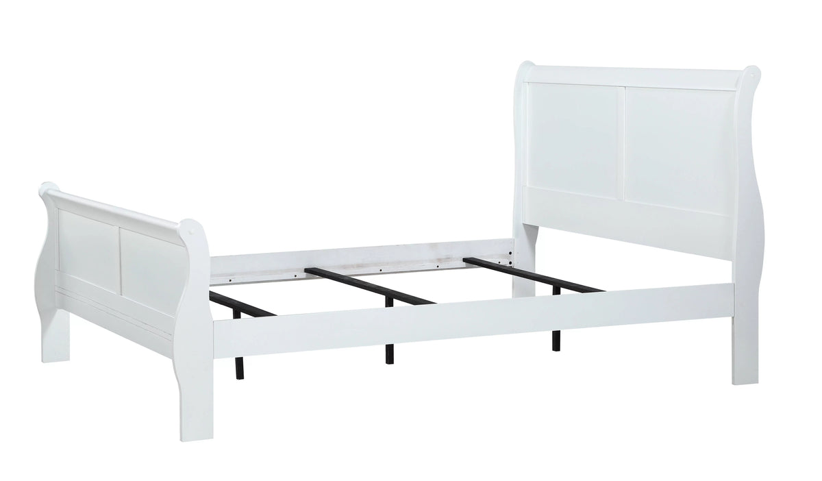 White Full Size Panel Sleigh Bed Solid Wood S470721