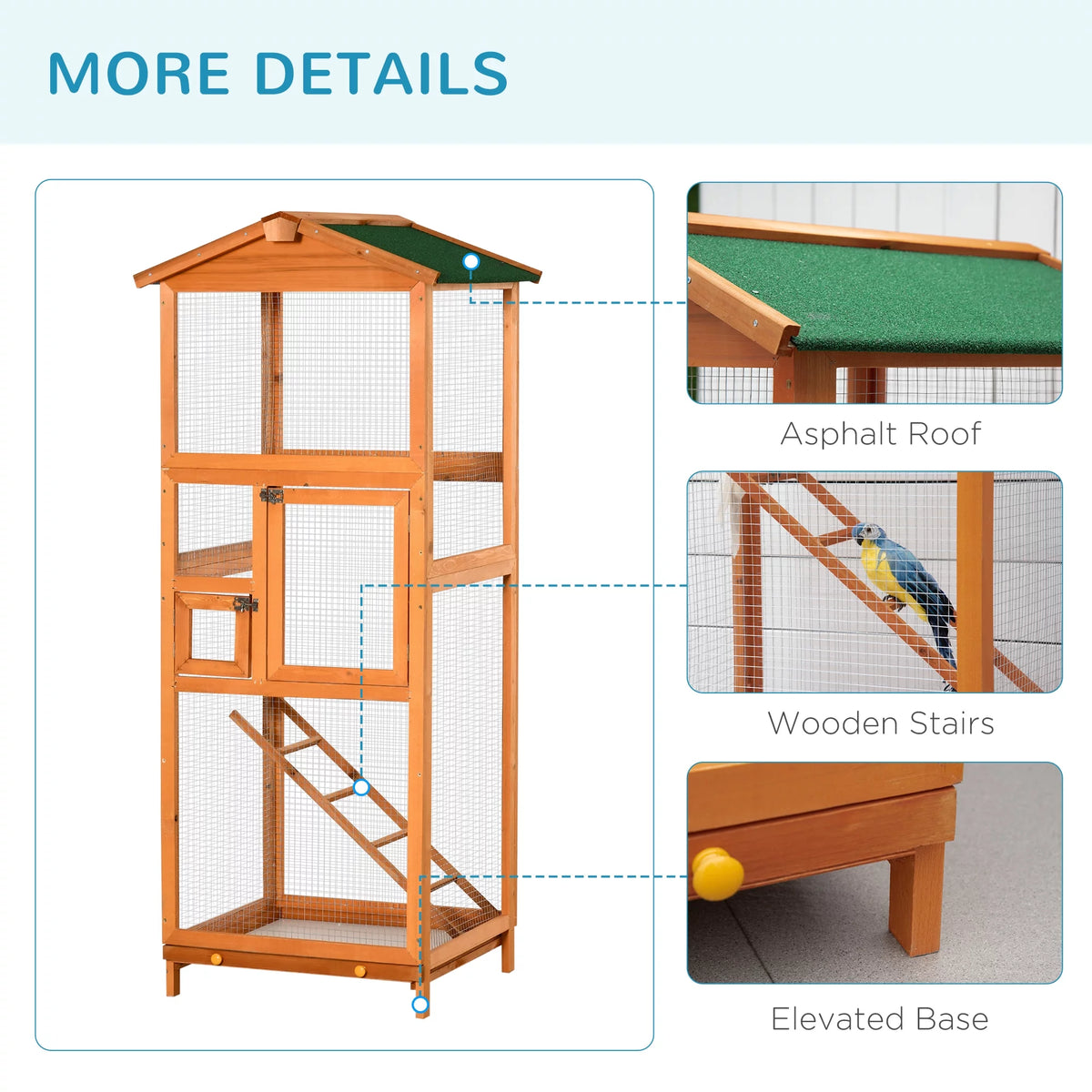 65" Large Wooden Outdoor Bird Cage with 2 Doors H879331