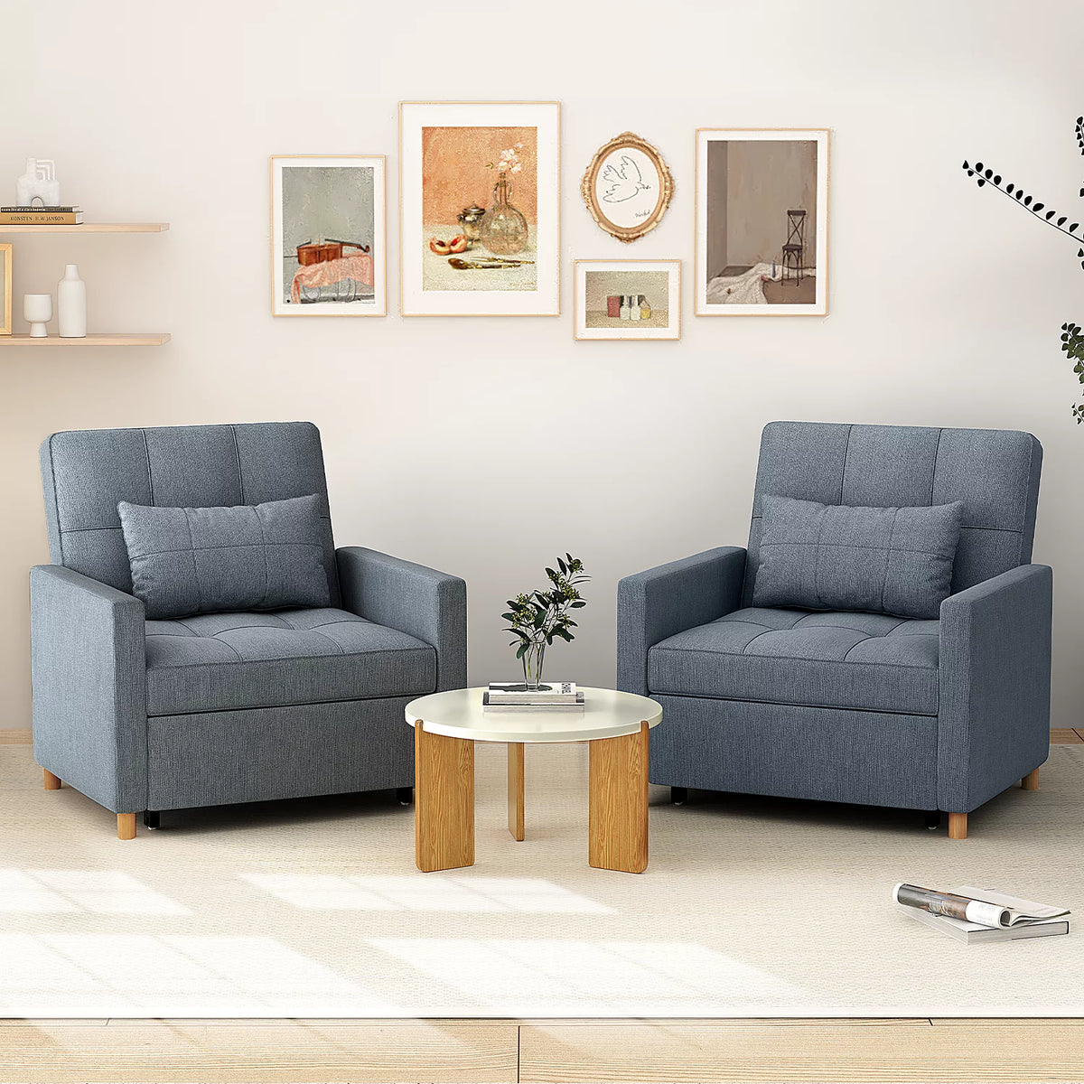 Dark Grey 3 in 1 Sleeper Sofa Chair with Pillow N877