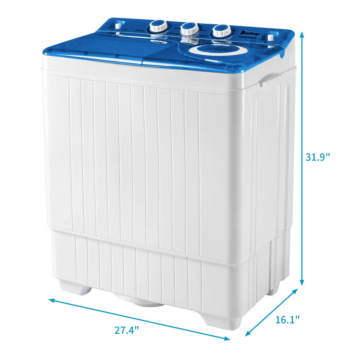 Semi-automatic Twin Tub Washing Machine, 26Lbs, White&Blue B94302