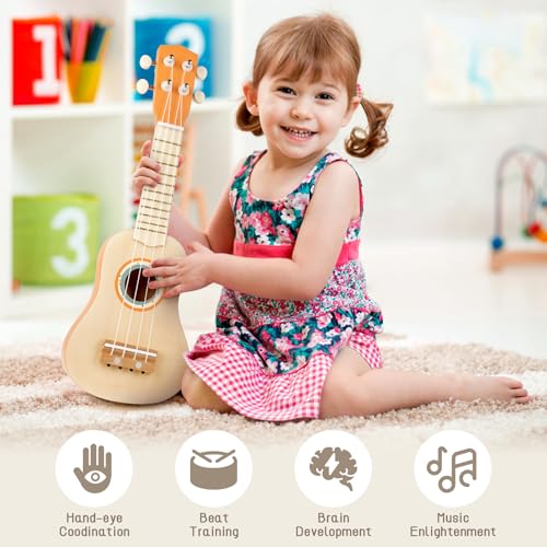 Kids Guitar Set 7 in 1 Musical Instruments with Ukulele Flute Tambourine Maracas O619