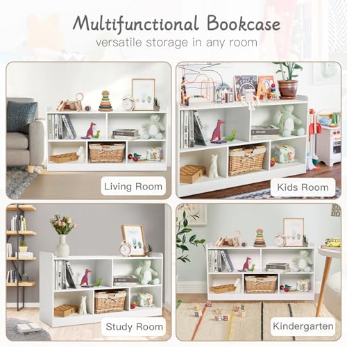 Wooden 2 Shelf 5-Section Toy Storage Organizer K676