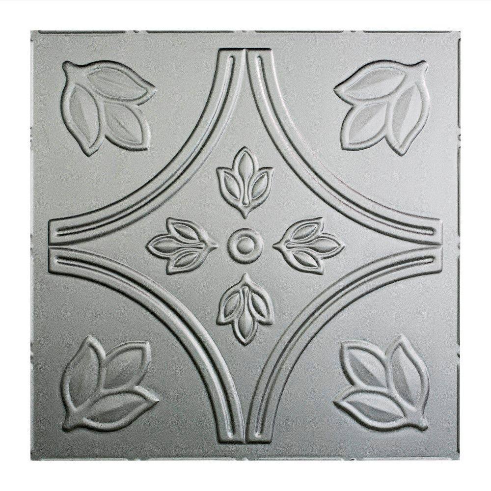 2ft x 2ft Crosshatch Silver Decorative Vinyl Ceiling Tile (5 Pack) W165195