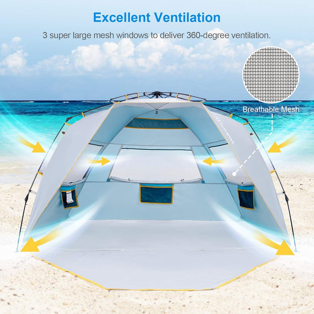 4 Person Instant Beach Tent UPF 50+ Sun Shelter N18738