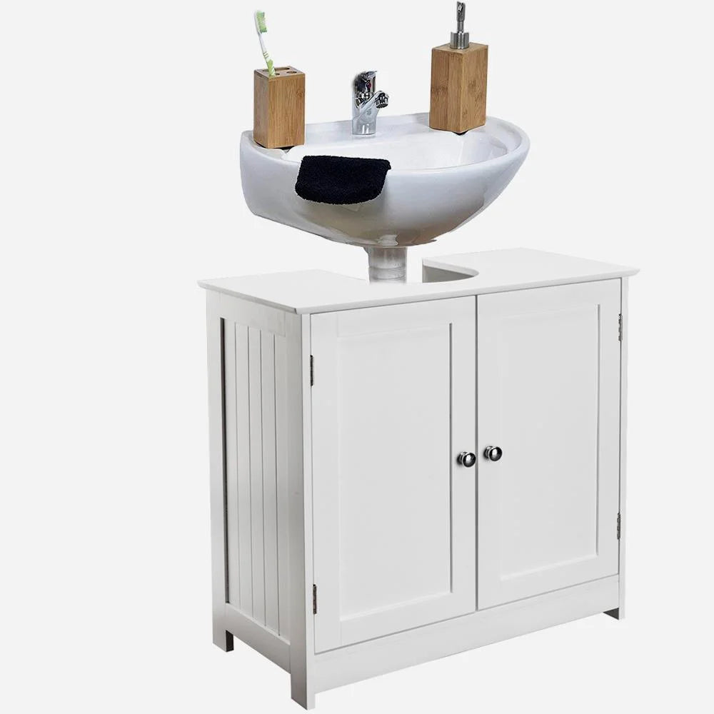 White Bathroom Vanity Cabinet with Adjustable Shelf R676160
