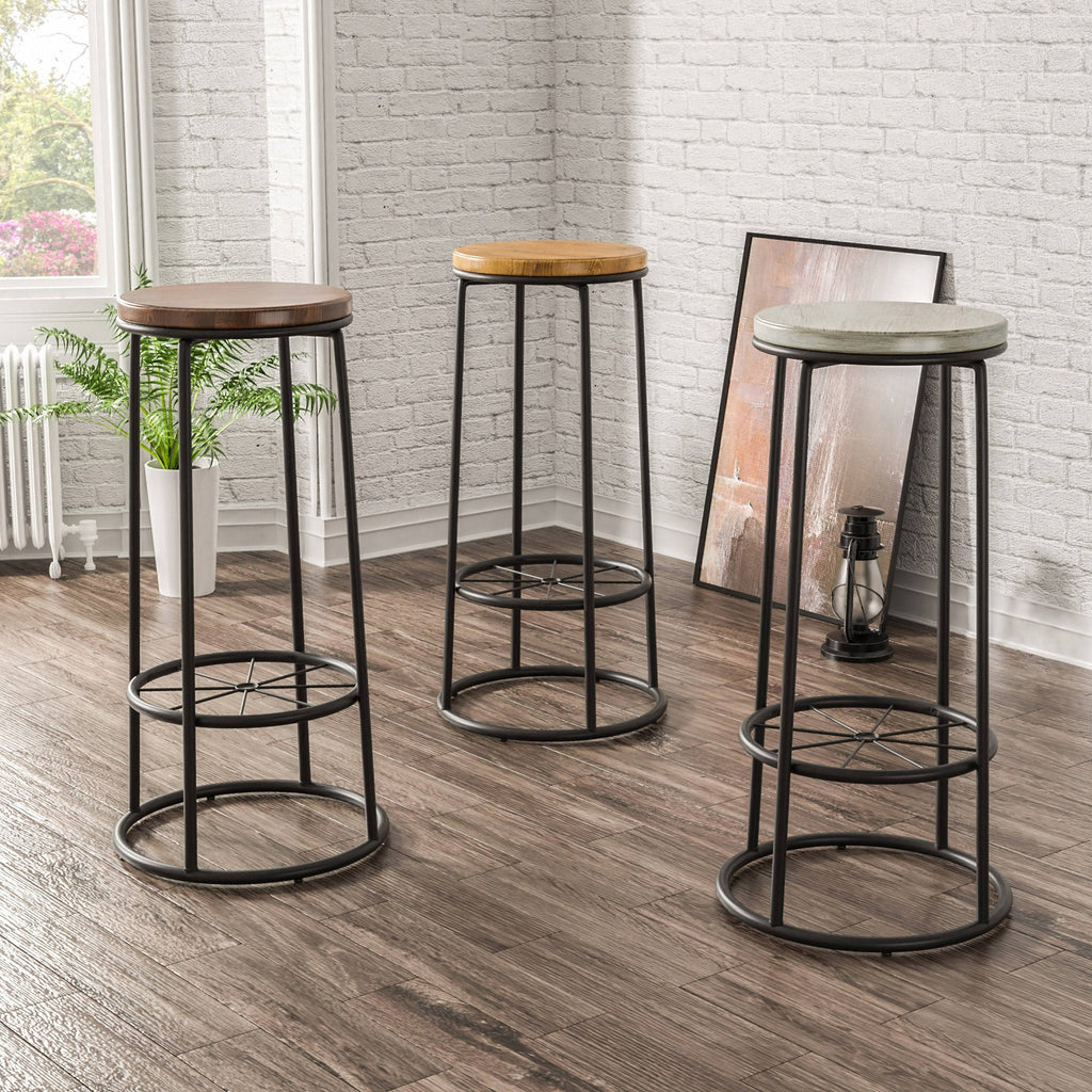 Rustic Metal Barstools Set of 2 H709