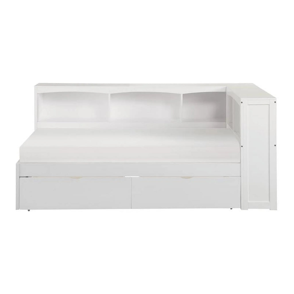 White 5-Shelf Wood Twin Corner Bed Y375486