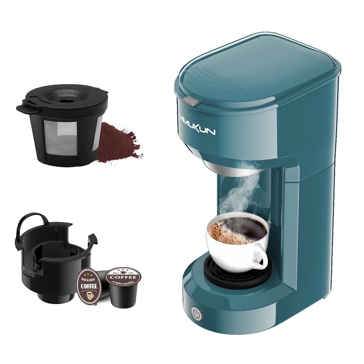 Single Serve Coffee Maker with 6 to 14oz Reservoir, Light Grey E2280