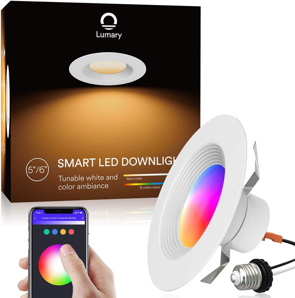 5/6 inch LED Smart Recessed Lighting Wi-Fi Can Lights RGBWW Downlight 13W (80W Equivalent) 1100LM I8694