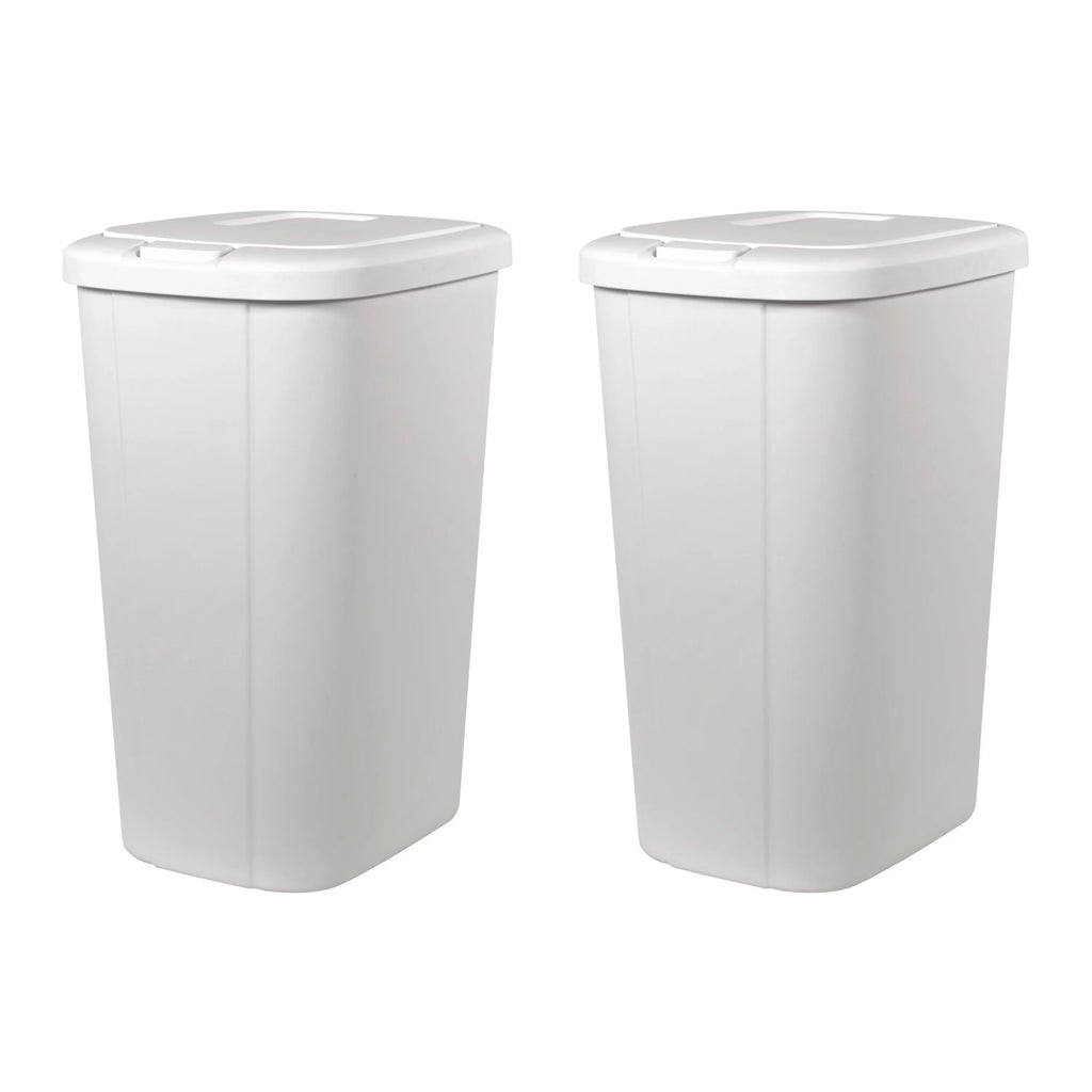 13.3-gal Touch Lid Trash Can, White (2 Pack) V336