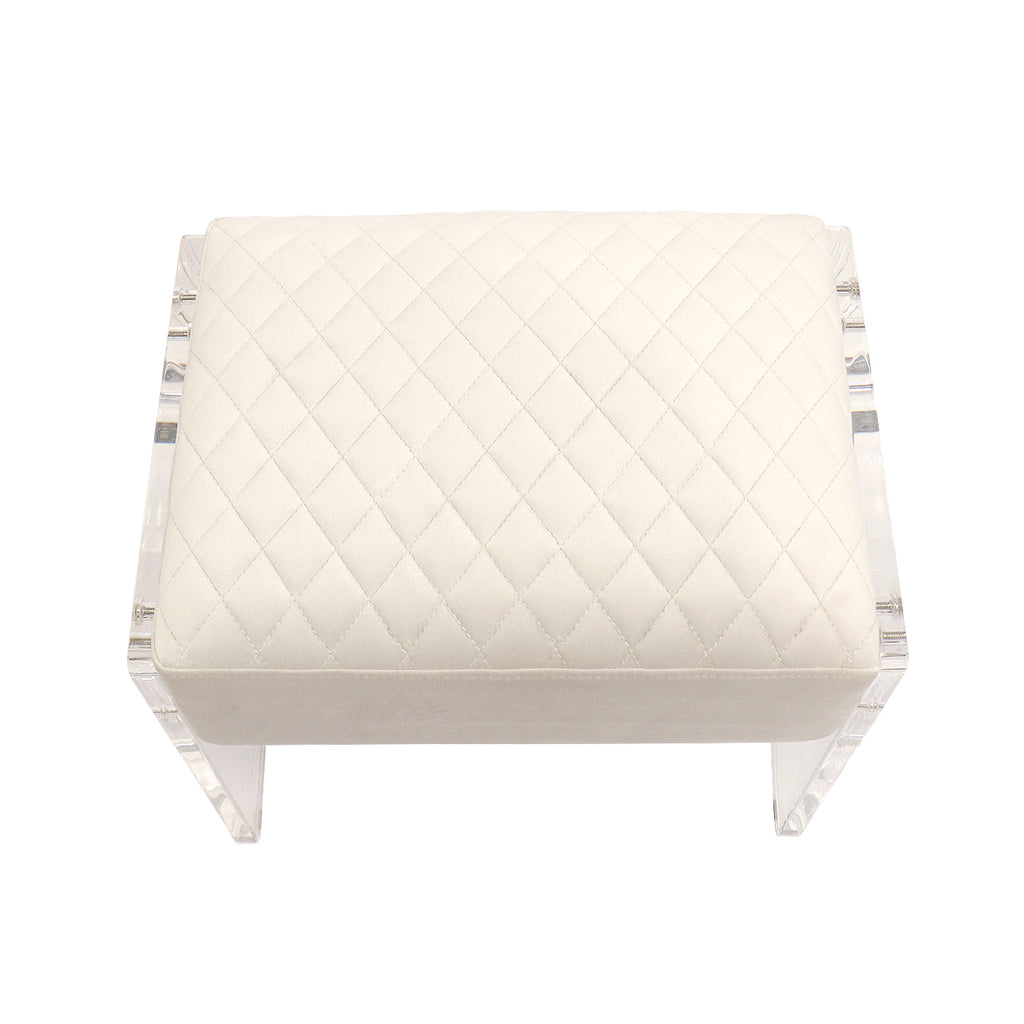Ivory Velvet Stool E11739