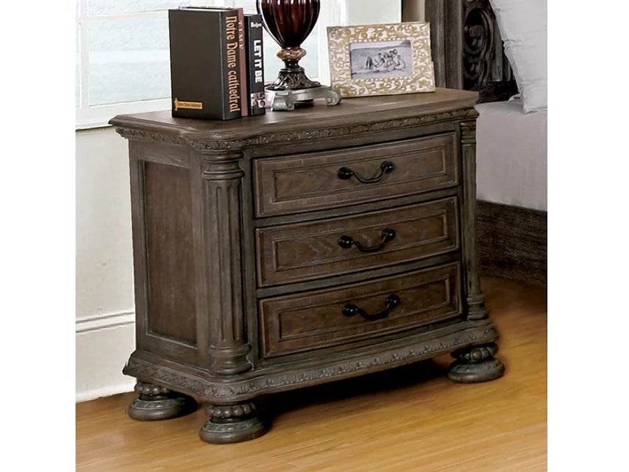 King Size 4pc Bed Dresser Mirror Nightstand Set U395