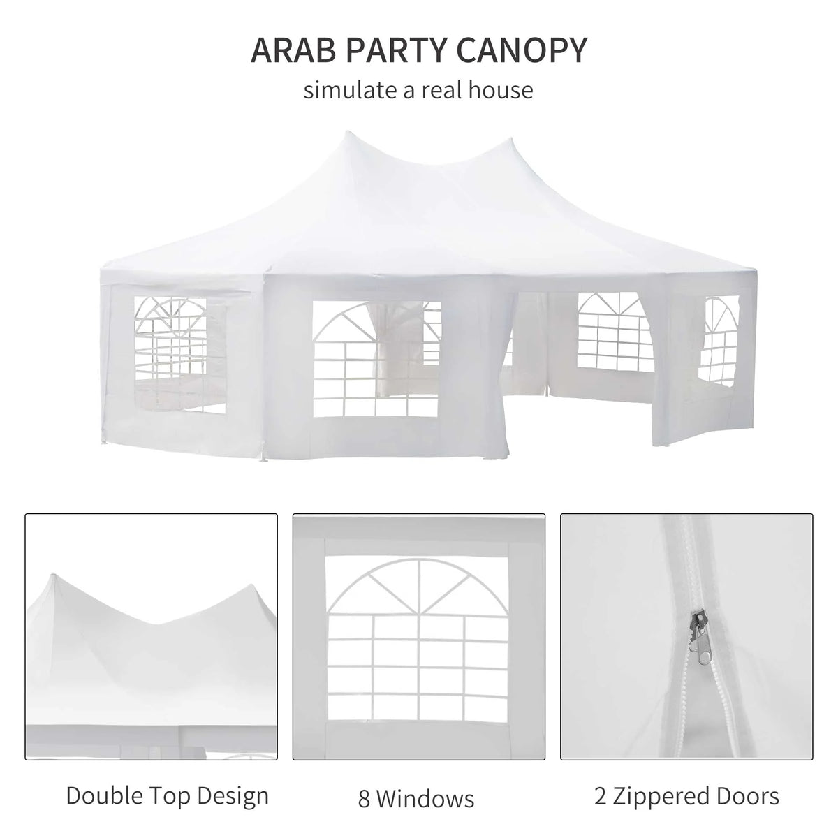 Canopy Party Event Tent with 2 Pull-Back Doors and Windows W56936