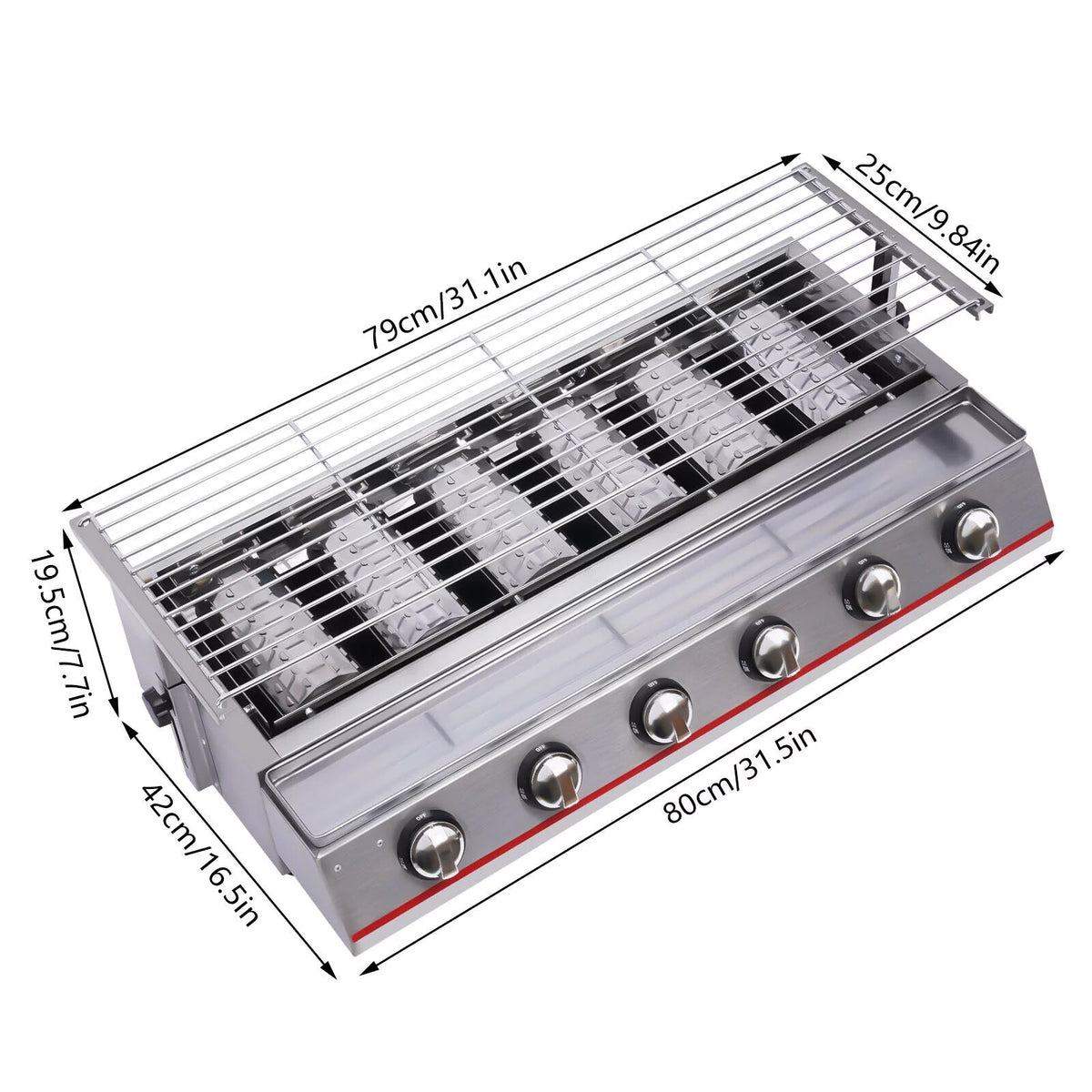 Portable 6 Burner LPG Gas Grill Griddle G4632