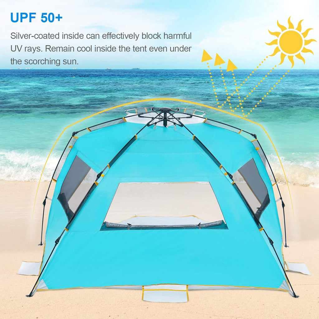 4 Person Instant Beach Tent UPF 50+ Sun Shelter N18738