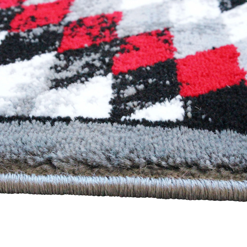 Red Grey White Black Distressed Runner V620967