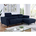 Navy Fabric Adjustable Headrest Sectional J415