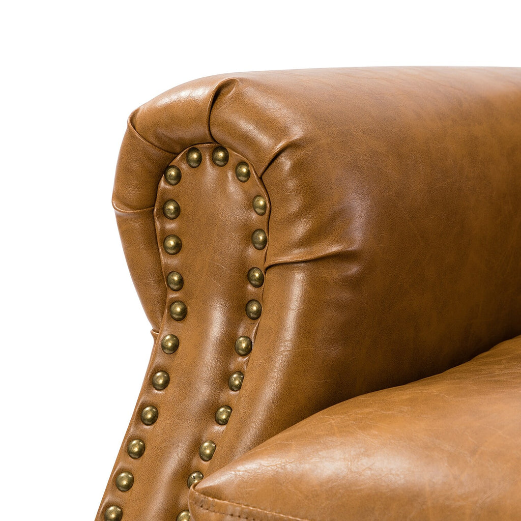 Faux Leather Arm Chair with Nailhead Trim and Rolled Arms Set of 2 F488140