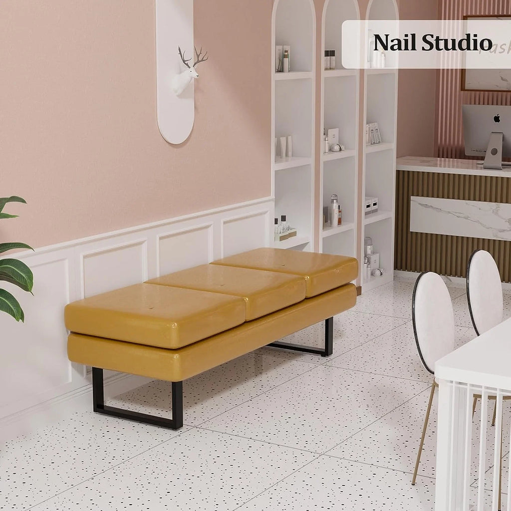 Upholstered 3 Seats Faux Leather Bench T495571