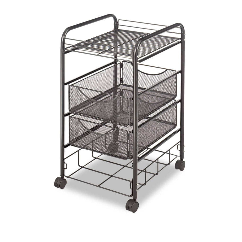 Black Double Mesh Mobile File Cart U107