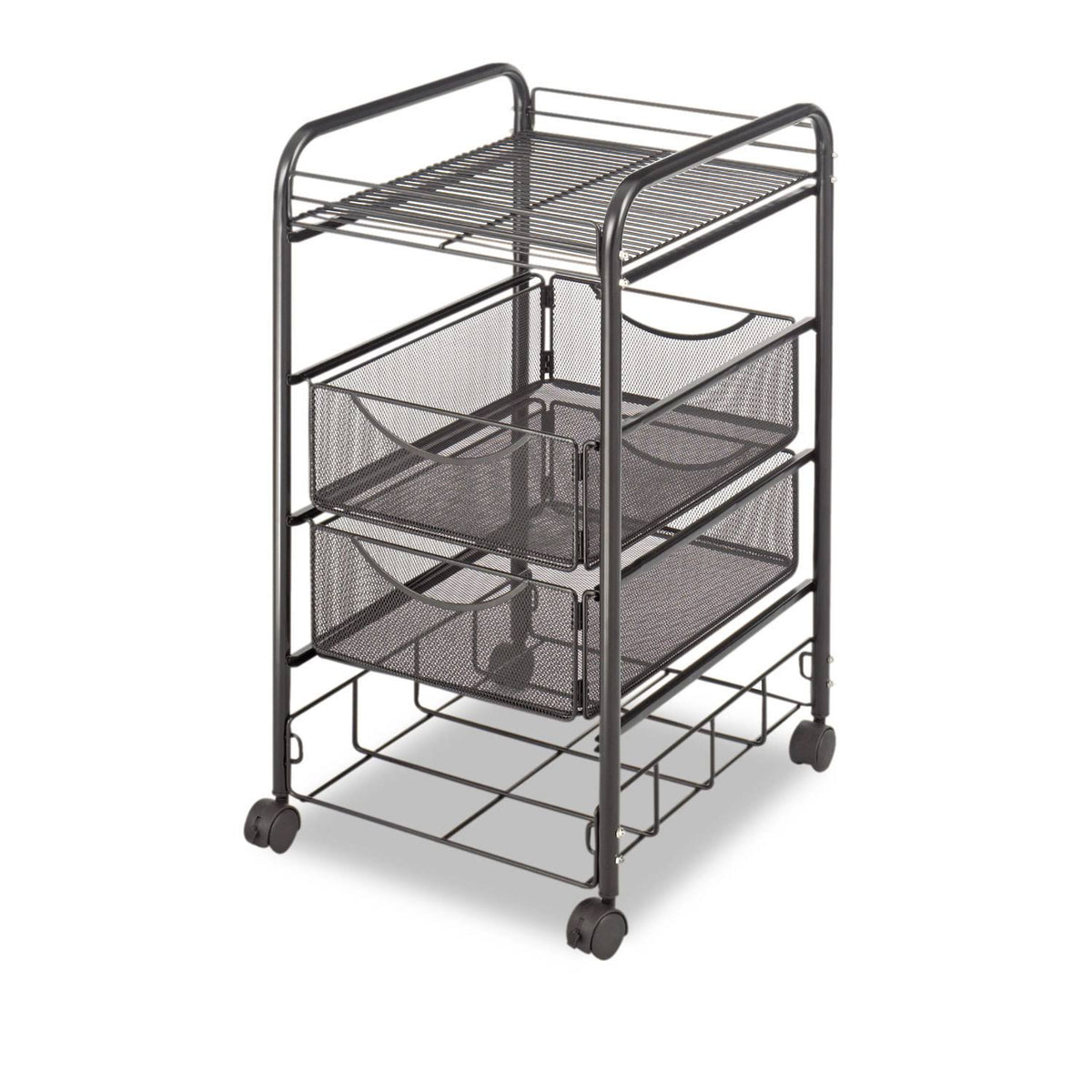 Black Double Mesh Mobile File Cart U107