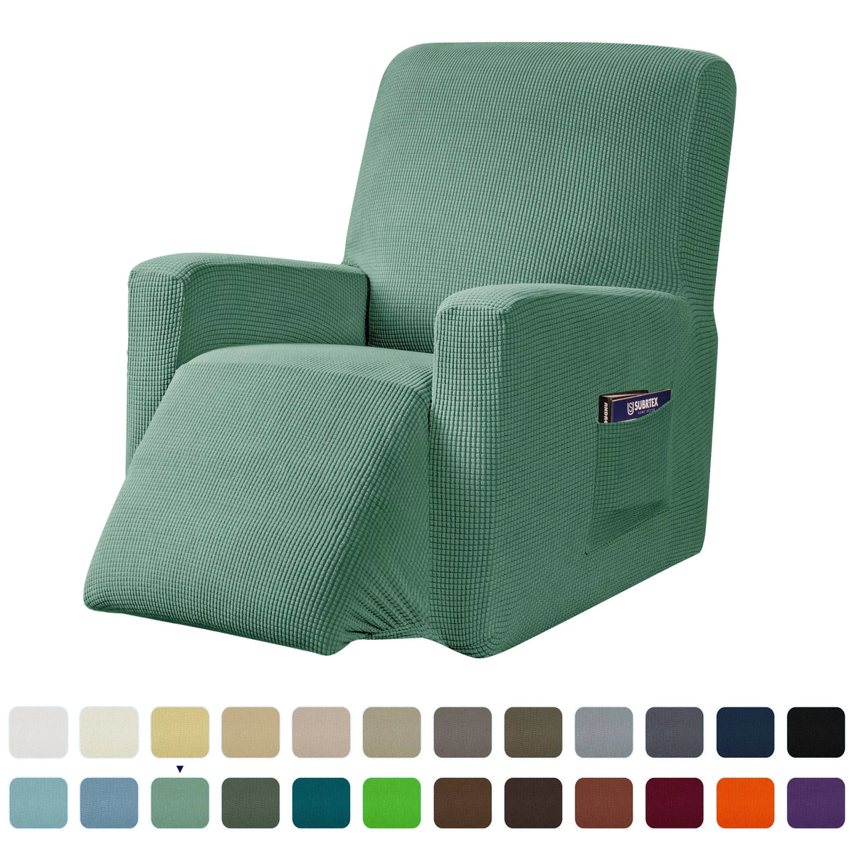 Dark Cyan Textured Grid Recliner Slipcover X5005