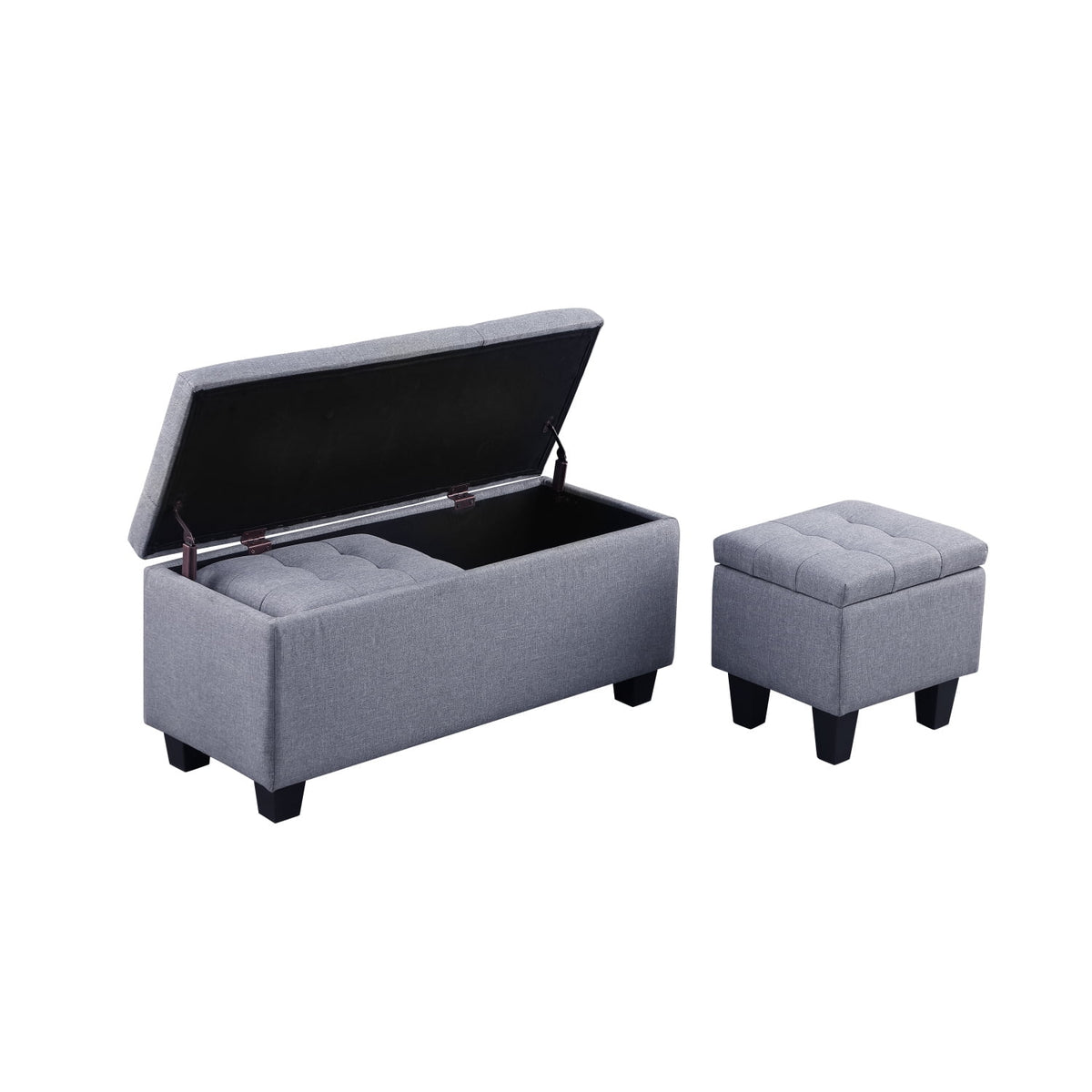 3 in 1 Tufted Linen Storage Ottoman Bench Set I1457