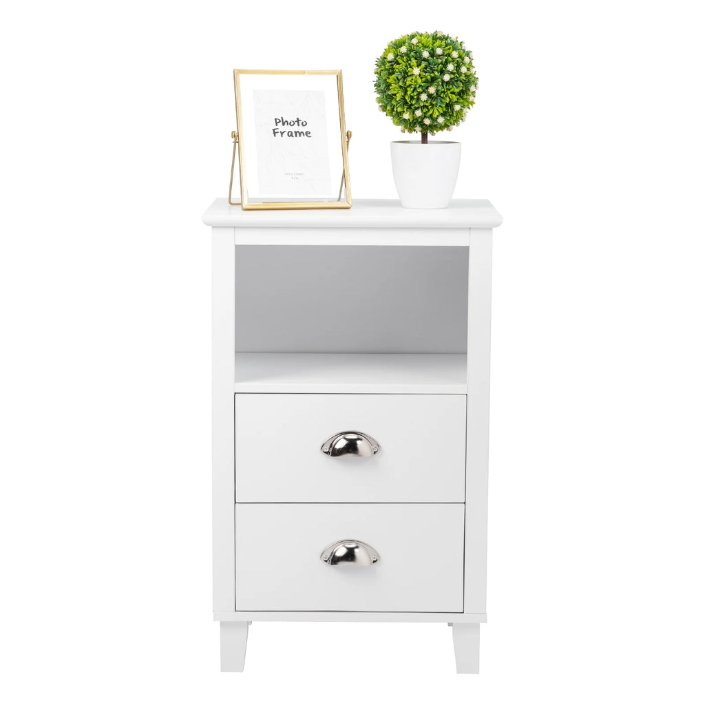 White 2 Drawer Bedside Table J61700