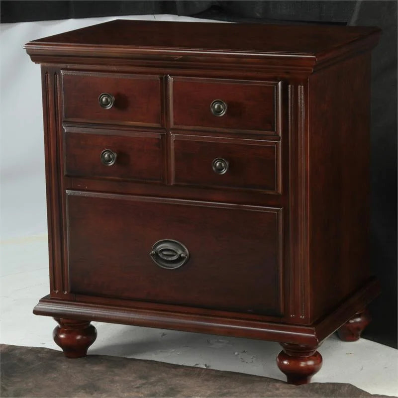 2-Drawer Solid Wood Nightstand in Cherry C6356