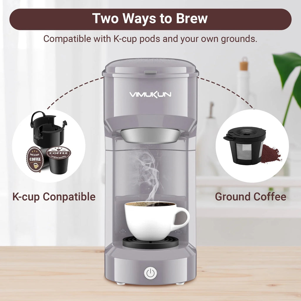 Single Serve Coffee Maker with 6 to 14oz Reservoir, Light Grey E2280