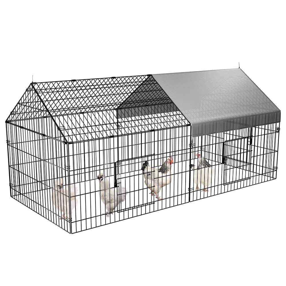 Chicken Coop Chicken Run Pen with Cover Metal Portable Z630315