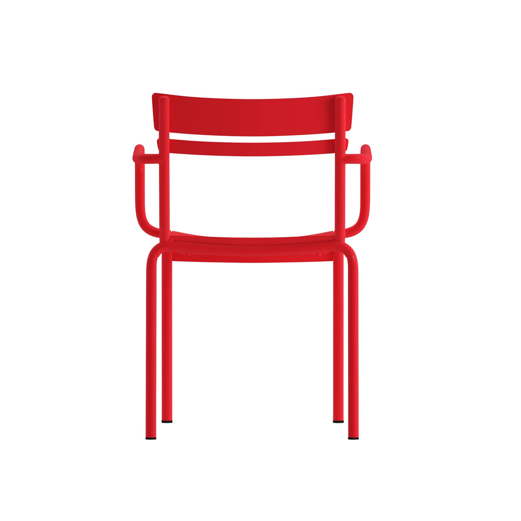 Red Steel Stackable Indoor-Outdoor Chair with Arms S914321