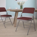 Burgundy Patterned Fabric Metal Folding Chair M594