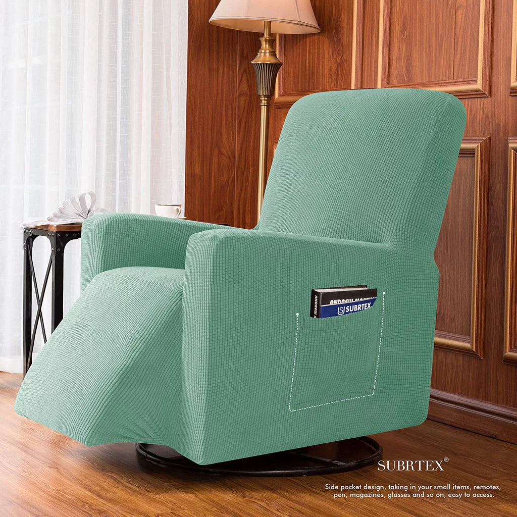 Dark Cyan Textured Grid Recliner Slipcover X5005