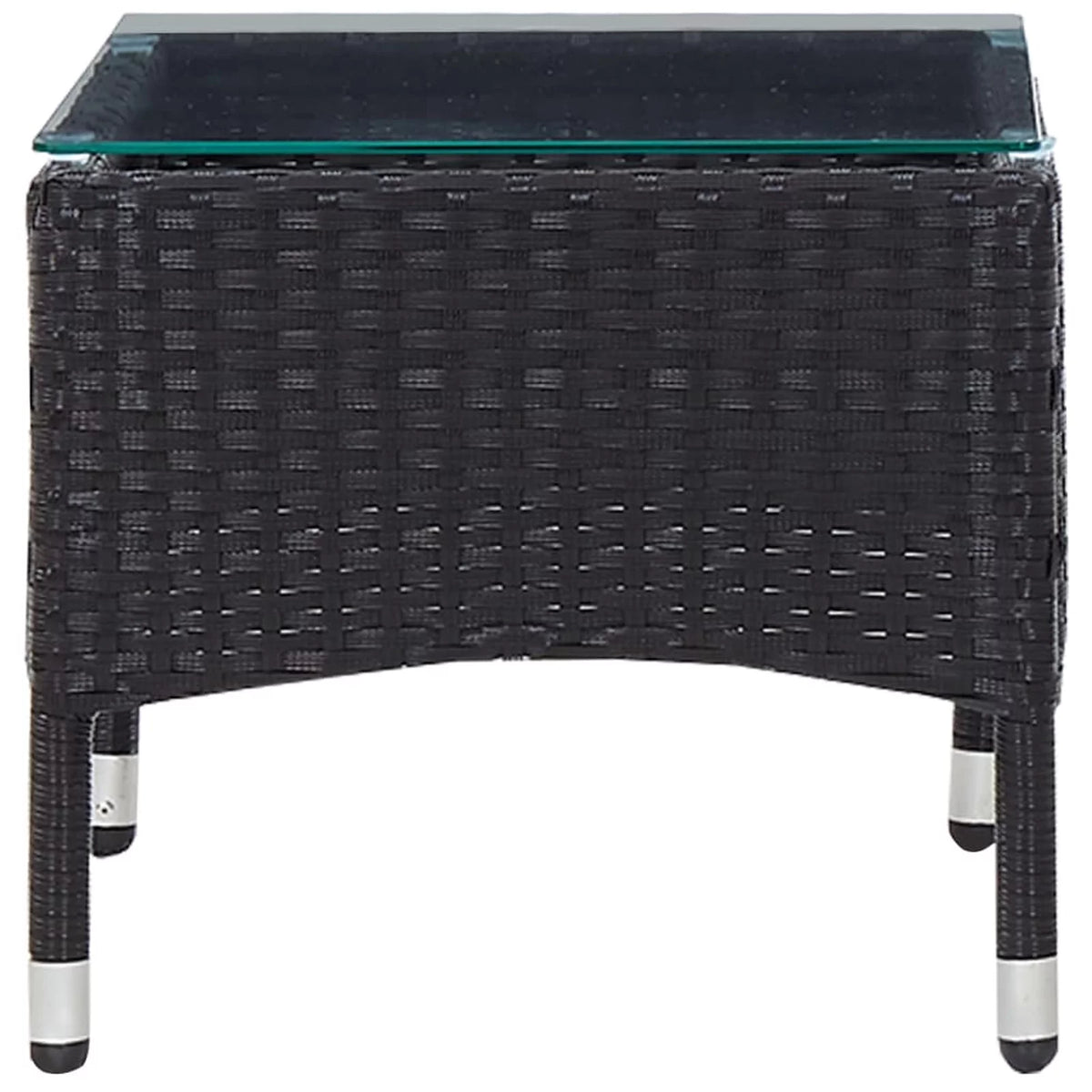 Black Poly Rattan Glass Top Side Table T61105