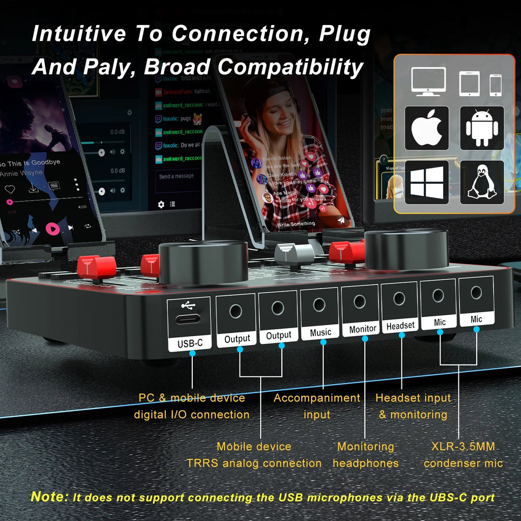 Podcast Equipment Bundle with Two Studio Condenser Microphones and Audio Interface Sound Board X558956