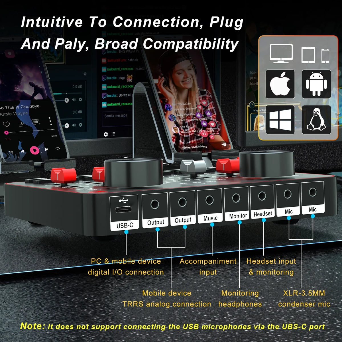 Podcast Equipment Bundle with Two Studio Condenser Microphones and Audio Interface Sound Board X558956