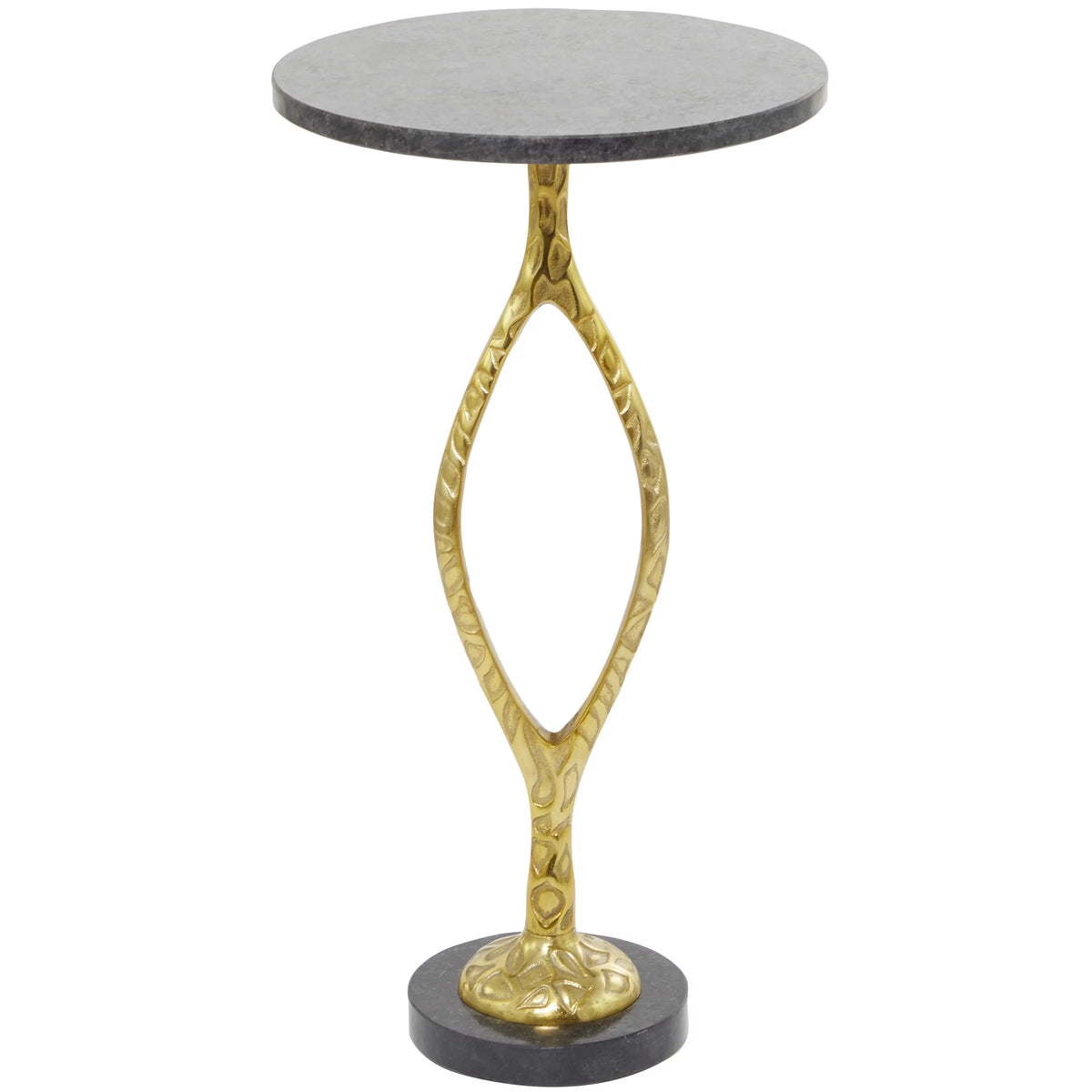 Gold Aluminum Accent Table with Black Marble Base L2666