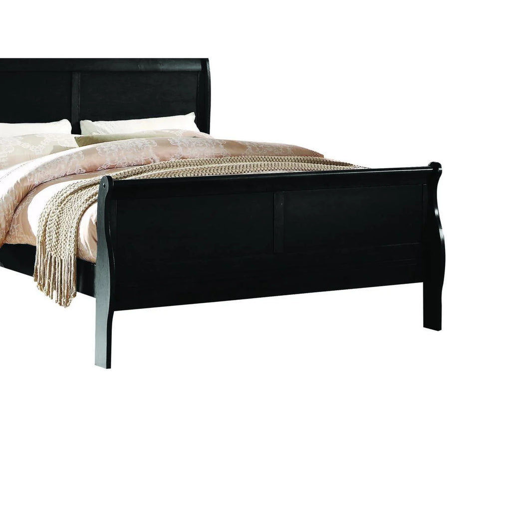 Brown Twin Size Wooden Sleigh Bed with Panel Headboard and Footboard P698