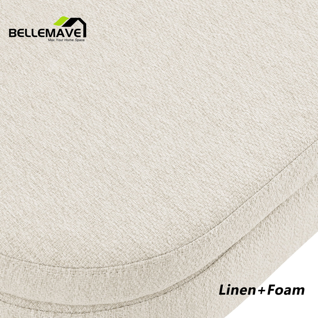 Beige Linen Upholstered Storage Ottoman O2892