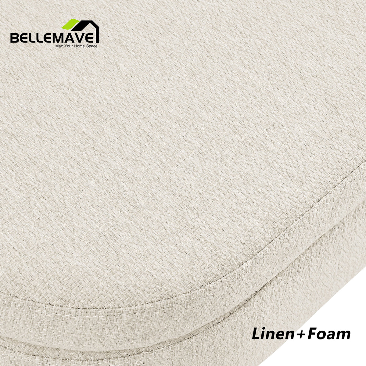 Beige Linen Upholstered Storage Ottoman O2892