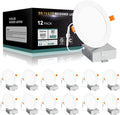 12W 12PACK 6 Inch LED Recessed Light with Junction Box, 5000K Daylight R484